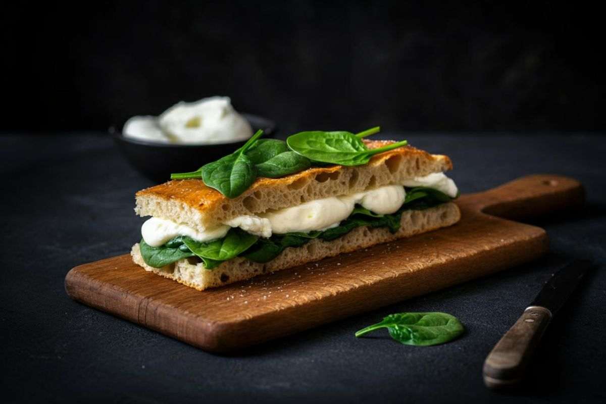 Focaccia con stracchino e spinaci, preparazione