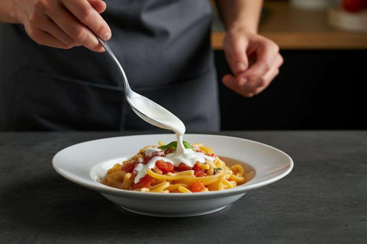 Pasta al pomodoro e panna